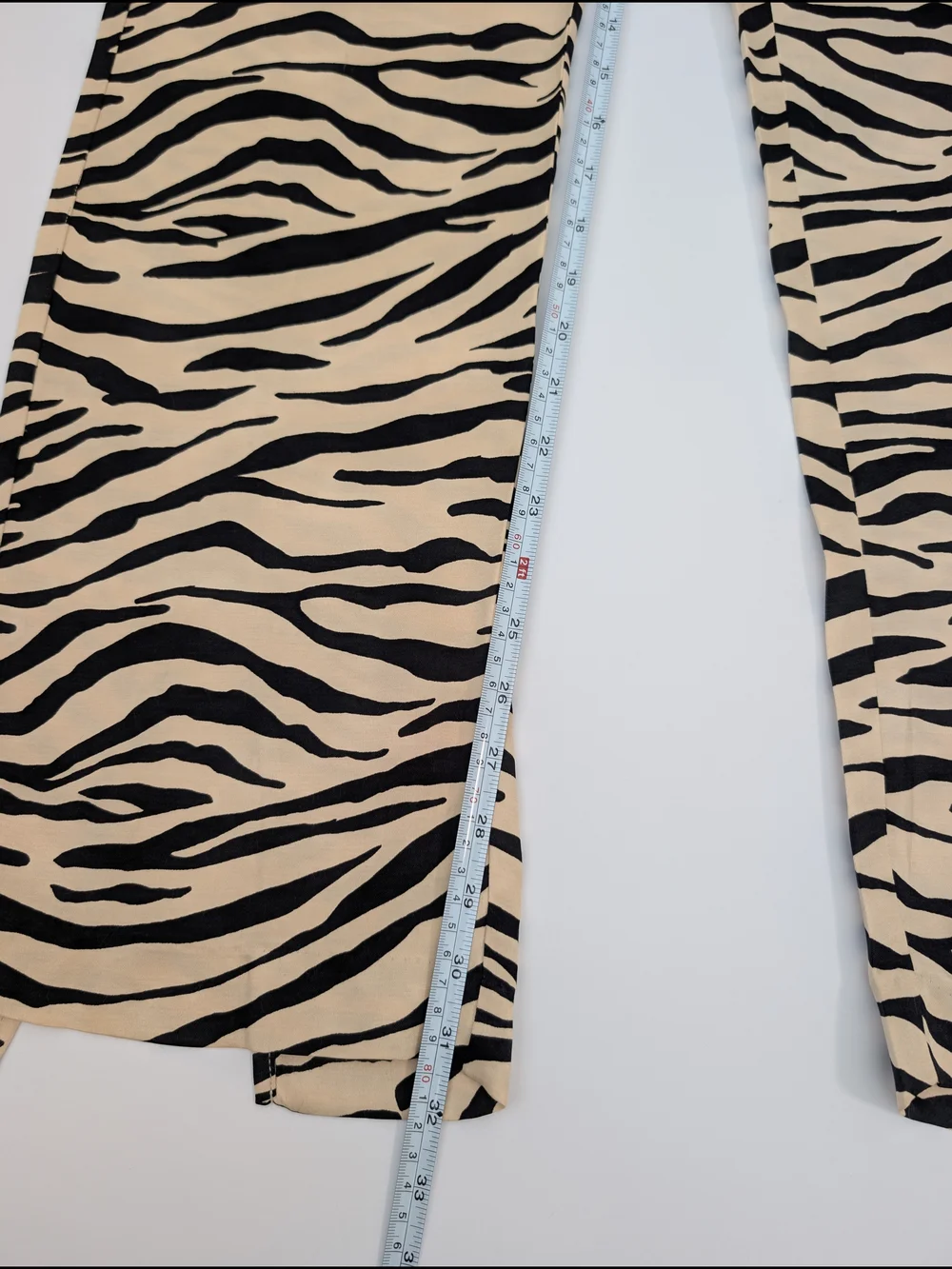 ZARA Women's Zebra Print Split Hem Straight-Leg Pants Viscose Beige Black S - Picture 11 of 13